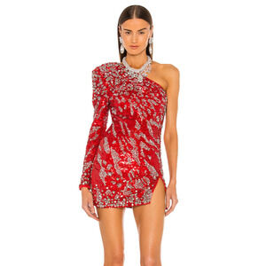 Dundas X Revolve Jett Embellished Mini Dress Red Size M NWT